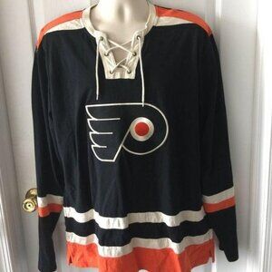 Old Time Hockey Philadelphia Flyers Black Drawstring Jersey Style Shirt Top XL